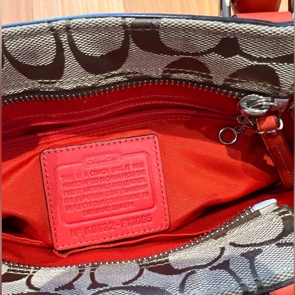 Vintage Coach Signature Hampton Braided Coral Trim Purse Handbag F13065 - Picture 11 of 15